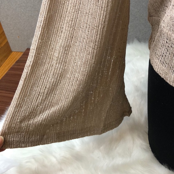 Semi Sheer Tan Bell Long Sleeve Tie Back Sweater - Picture 4 of 6